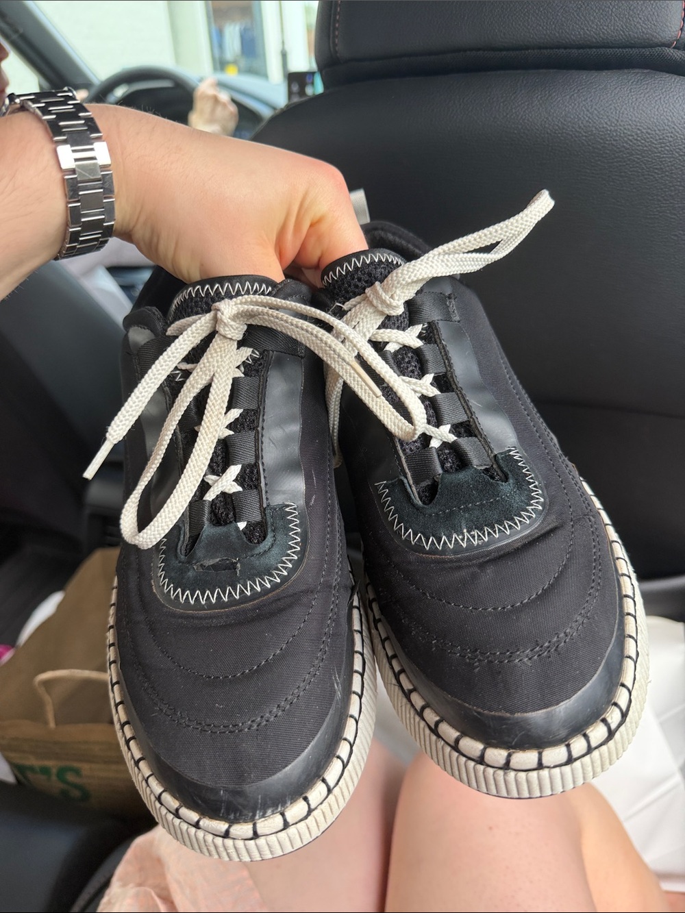 COUGAR Black Platform Sneakers with Cream Contrast Laces - Picture 2 of 2